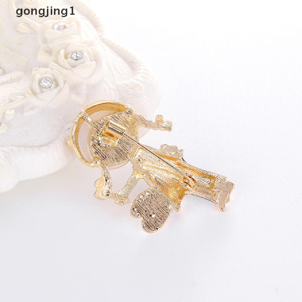 Bros Pin Enamel Desain Lukisan Perempuan Aksen Kristal Untuk Aksesoris Perhiasan