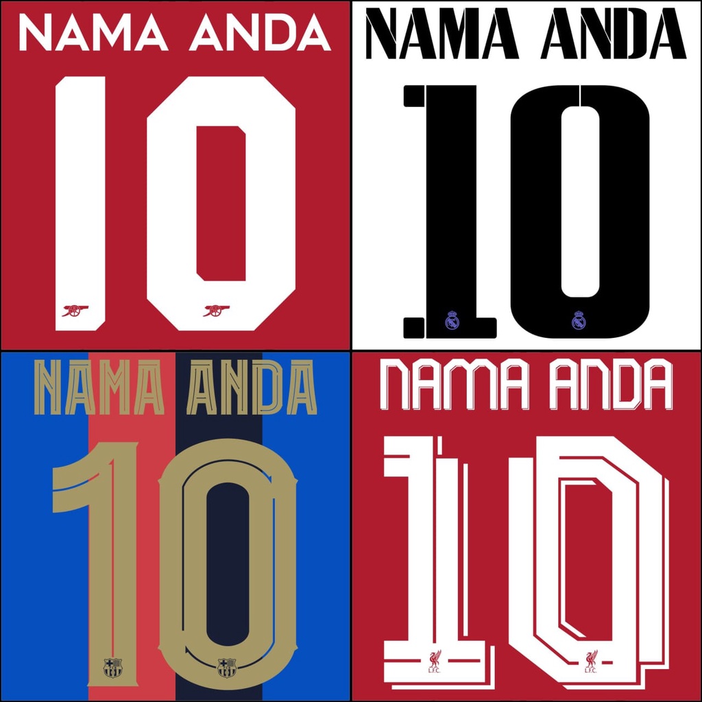 (BELUM TERMASUK JERSEY) PASANG NAMA DAN NOMOR PUNGGUNG DI JERSEY