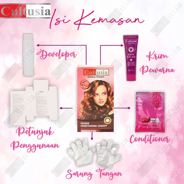 IDOLAKU Pewarna rambut Cultusia Hair Color Fuchsia 5/54 30 ML