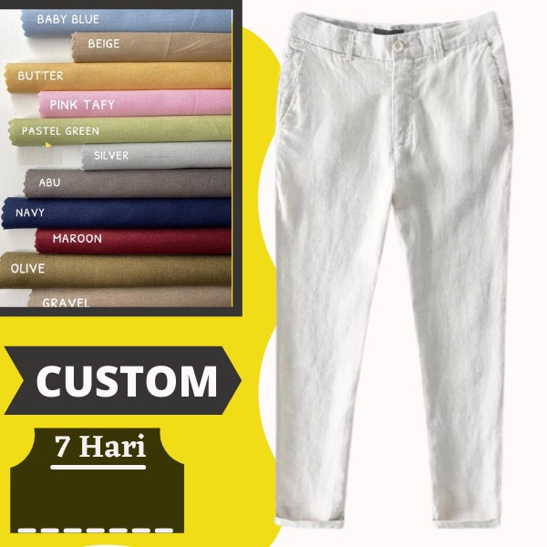 Celana Pria Bahan Linen Pants Bangkok Impor