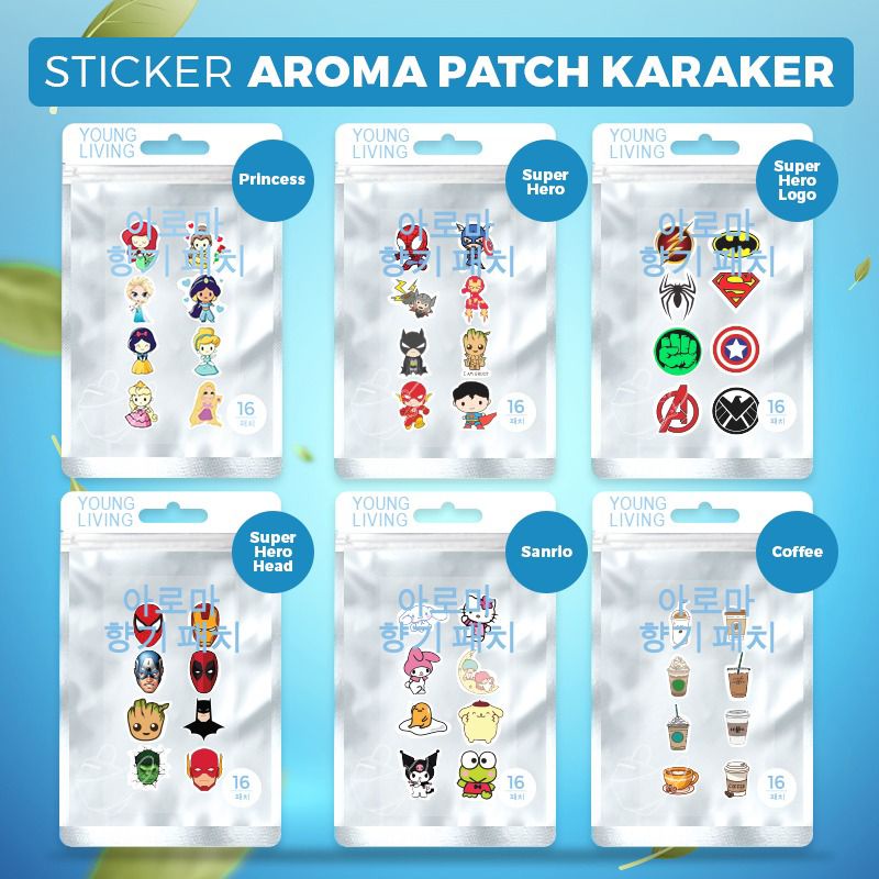 Stiker Aroma Masker Vanilla - Lavender - Green tea Motif Avengers - Sanrio isi 16Pcs