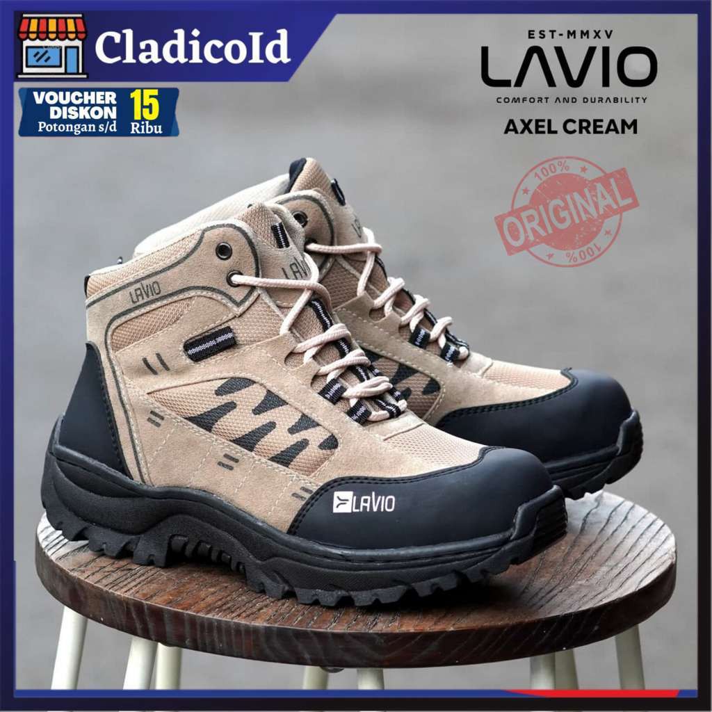 AXEL Lavio Sepatu Pria Safety Haiking Ujung Besi Sol Karet Anti Slip Tidak Licin Spatu Boots Gunung Hiking Kerja Proyek Pabrik Outdoor Lapangan sefty Shoes Boot