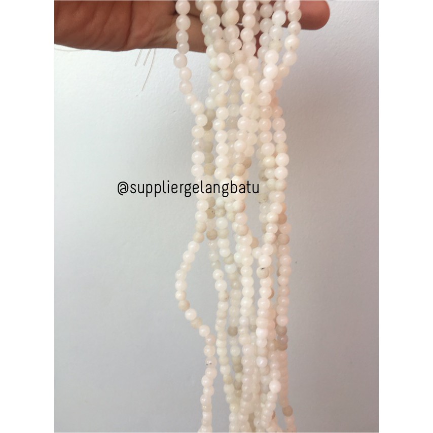 batu agate 6mm putih bening clear white akik aksesoris fashion olshop aksesoris beads craft grosir