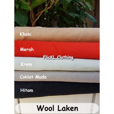 Bahan Kain Wool Laken Impor Semi Wool Polos Coat Mantel