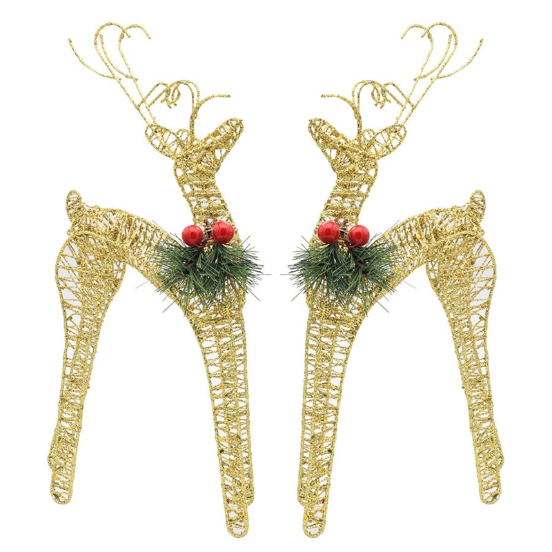 1 Pasang Ornamen Rusa Natal Bahan Besi Tempa Aksen Payet Glitter Untuk Dekorasi Kamar Tidur