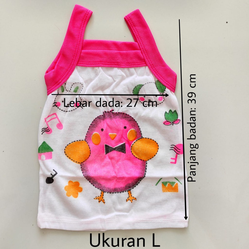 1 LUSIN (12 pcs) Singlet bayi motif AYAM ukuran M / L / XL