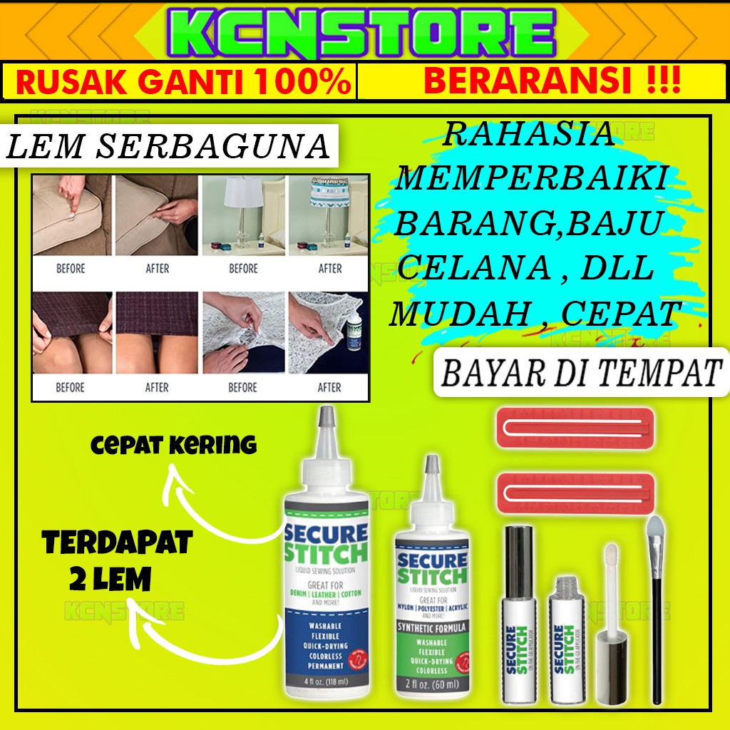 

LEM KAIN KUAT PAKAIAN PEREKAT KAIN LEM JAHIT SECURE STITCH LIQUID GLUE SEWING SOULUTION SET