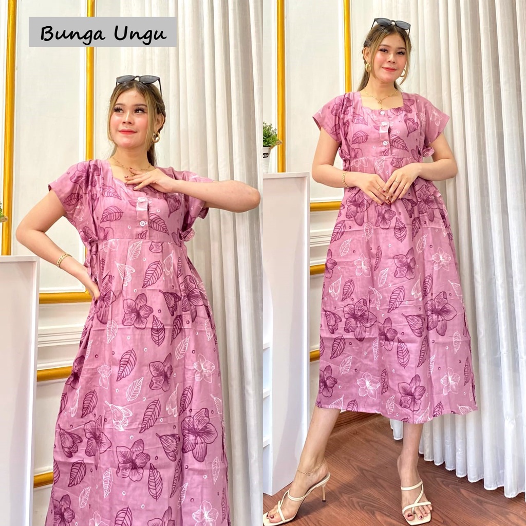 Daster Cibi Bunga Tali Kanan Kiri Busui Jumbo / Daster Kekinian Model Terbaru / Coza Batik