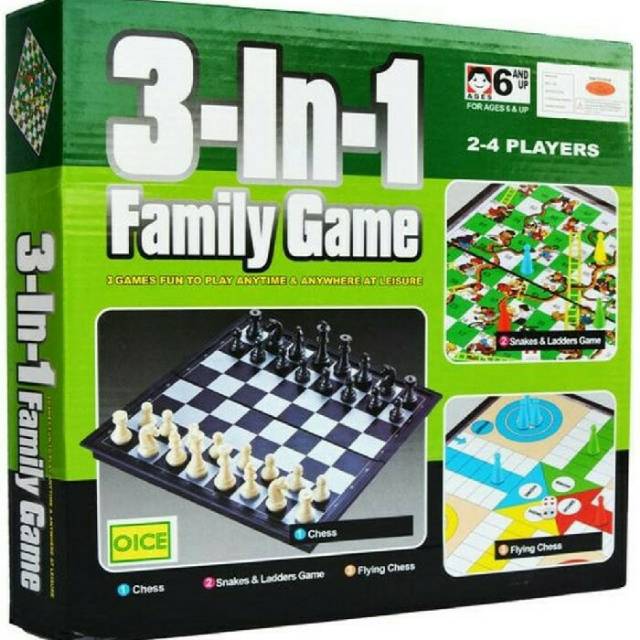 Board games 3 in 1 family games - catur ular tangga ludo