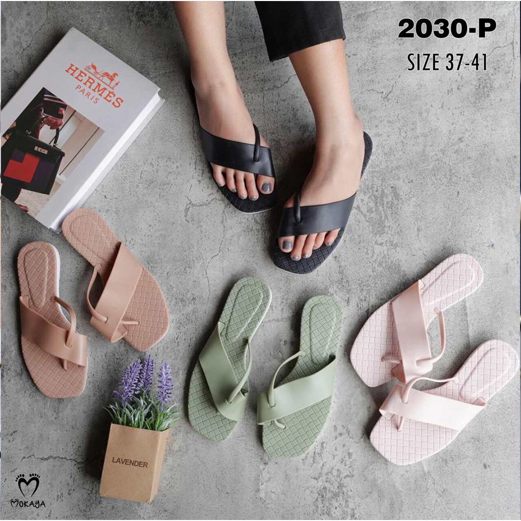 Sandal Slip Jempol Jelly  Wanita Polos Alas Anyam Elegant Import Mokaya (2030-P)