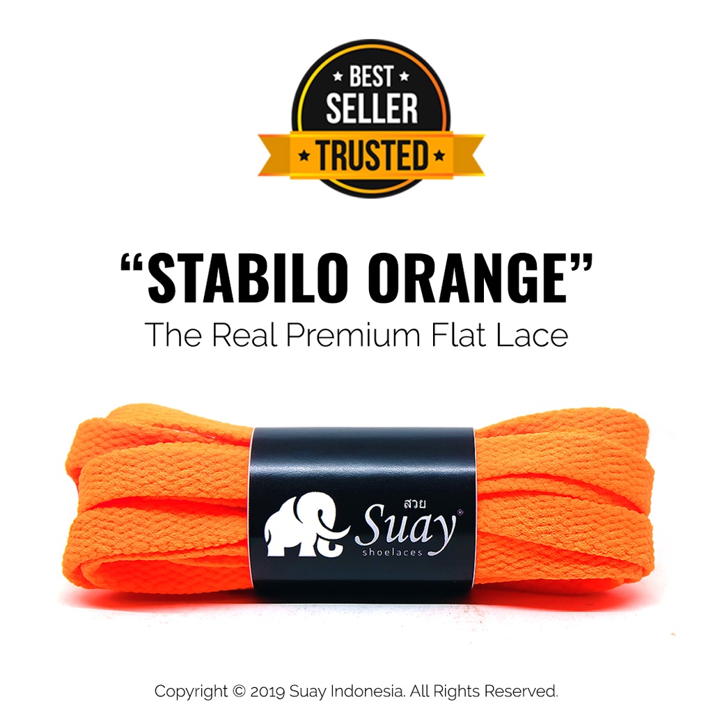 Tali Sepatu Gepeng Oranye (FLAT) Premium Shoelace Stabilo Orange Surabaya