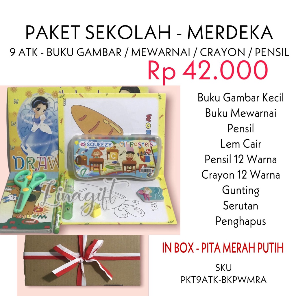 PAKET MERDEKA - HADIAH LOMBA 17 AGUSTUS DIRGAHAYU HUT RI / ALAT TULIS SEKOLAH LENGKAP