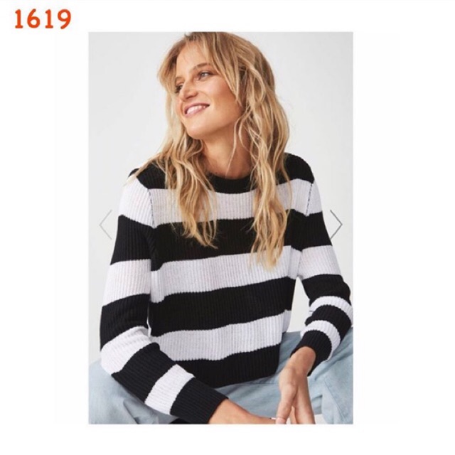 Sweater rajut korea / switer rajut wanita / sweater knit halus garis garis murah kekinian / 1619