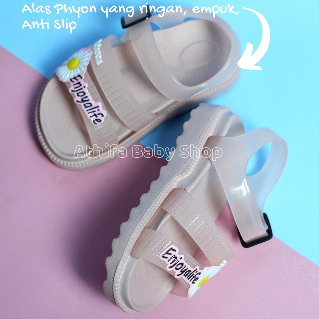 Sepatu Sandal Anak Perempuan Bayi Balita Usia 6 7 8 9 10 11 Bulan 1 2 3 Tahun Size 19 20 21 22 23 24 Sendal Gunung Karet Cewek Spatu Sandal Prewalker Karet Phylon Ringan -Balacca 044b-