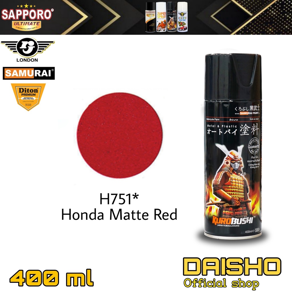 samurai paint H751* Honda Matte Red Merah Doff 400ml cat semprot spray paint pilox pilok