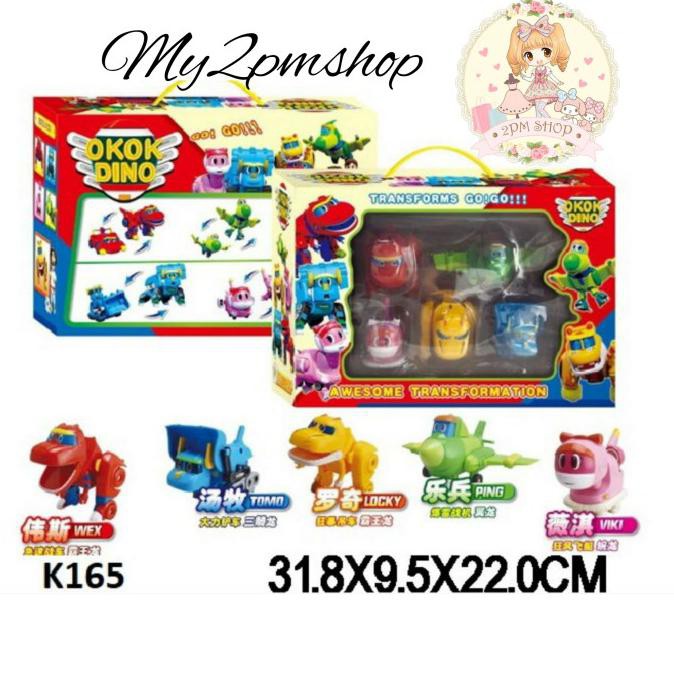 MAINAN ANAK GO GO DINO SET/ TRANFORM ROBOT MOMO DINO/ GOGO DINO / KADO