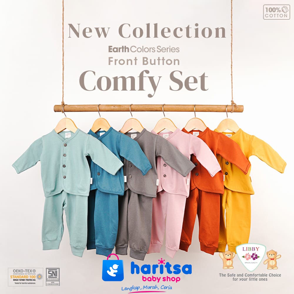 Libby Earth Comfy Set Button Short Sleeve/ Button Long Sleeve Setelan Baju Panjang