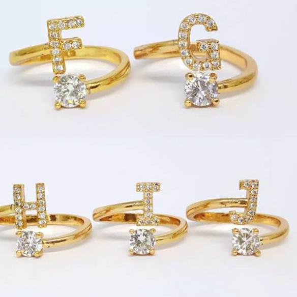 (COD-RK3F Fourfashion Cincin xuping / cincin alfabet / cincin huruf Xuping/ cincin inisial nama xupi