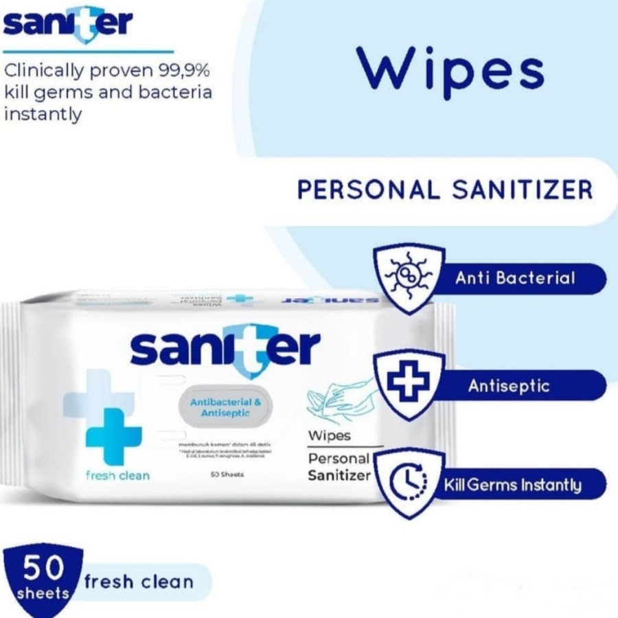 Saniter Personal Wipes Sanitizer 50 lembar tisu basah Antiseptic