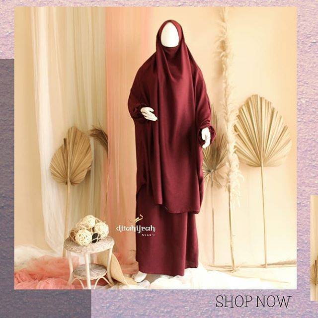 French Khimar Manset Cincin Set Rok Wollycrepe