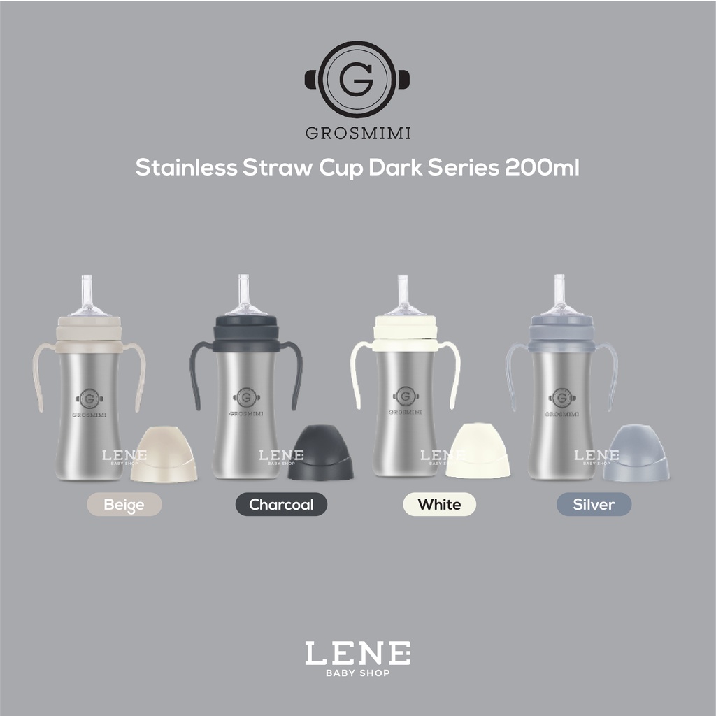 Grosmimi Stainless Straw Cup 200ml Dark Series NEW