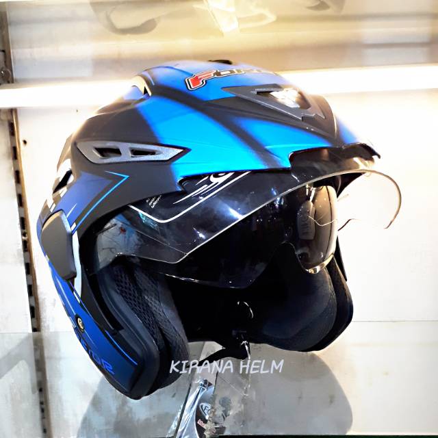 Helm Force 2Kaca Double Visor Motif Warrior Hitam Doff