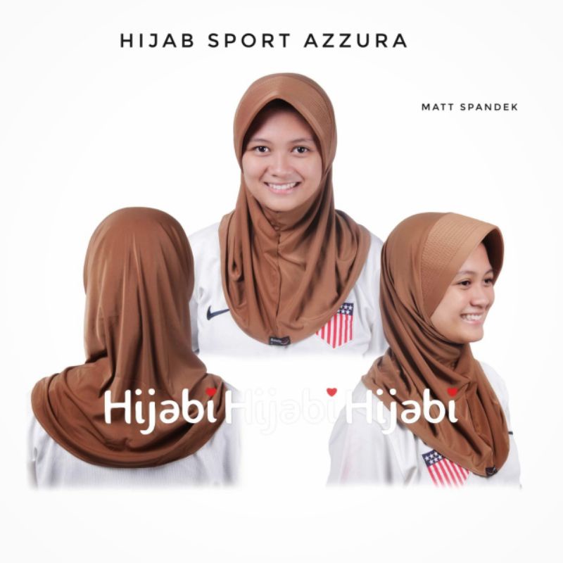 HIJAB SPORT PENDEK POLOS PET BESAR AZZURA