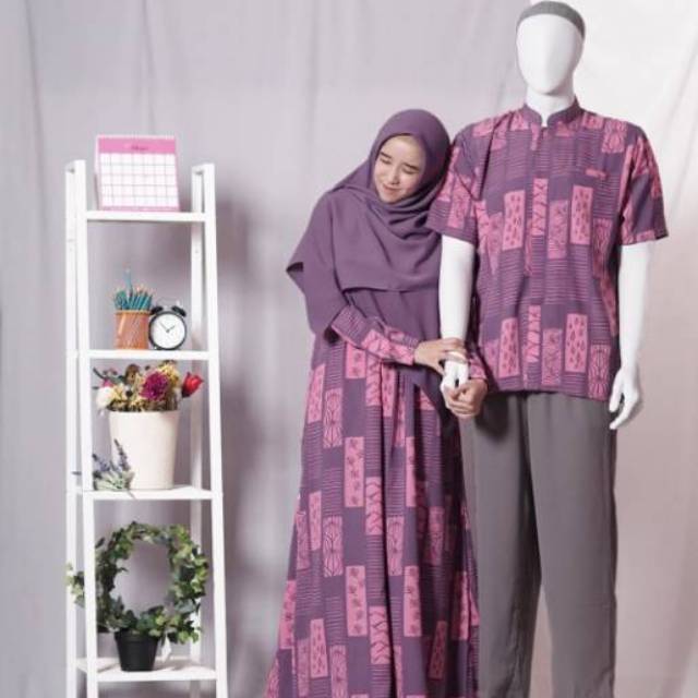 Gamis Ethnic Dewasa & Koko Ethnic Dewasa Violet (Warna Ungu)