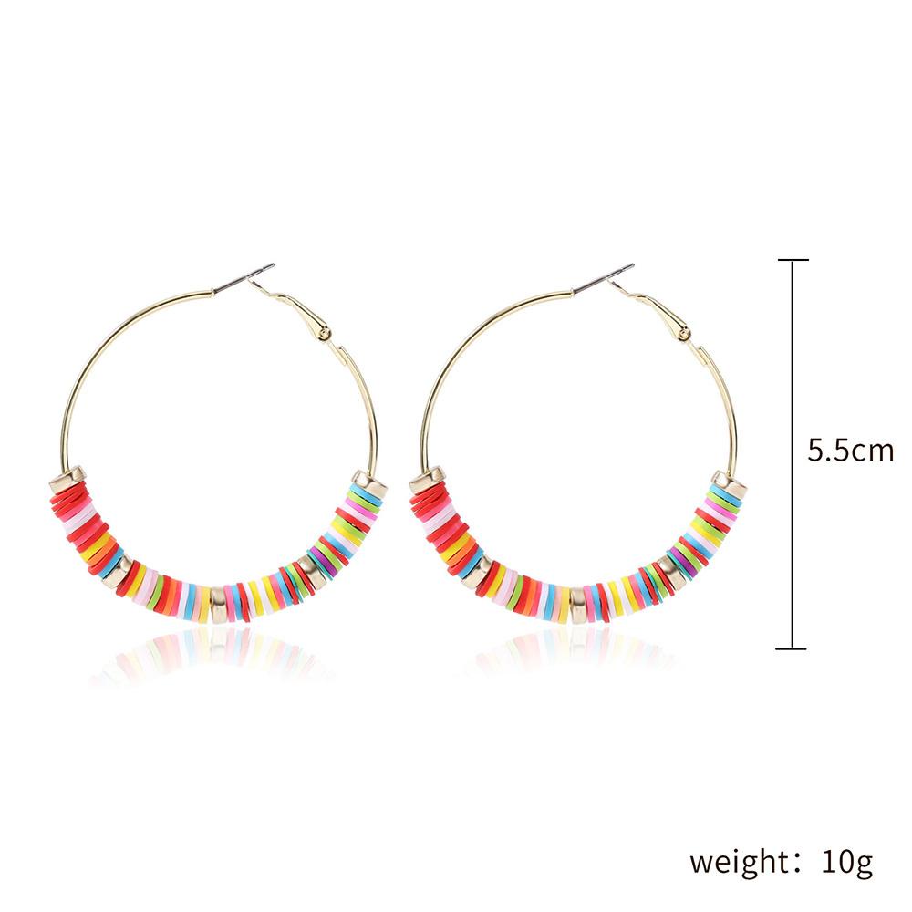 Anting Bentuk Bulat Bahan Tembikar Lembut Warna-Warni Gaya Bohemian Untuk Wanita