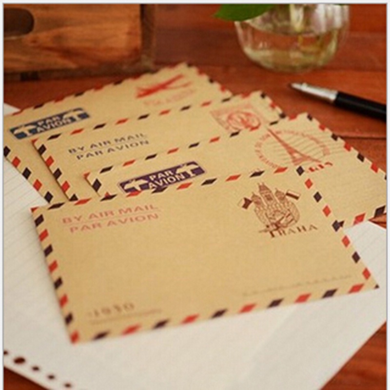 (LUCKID) 10 Lembar Amplop Surat / Kartu Pos Mini