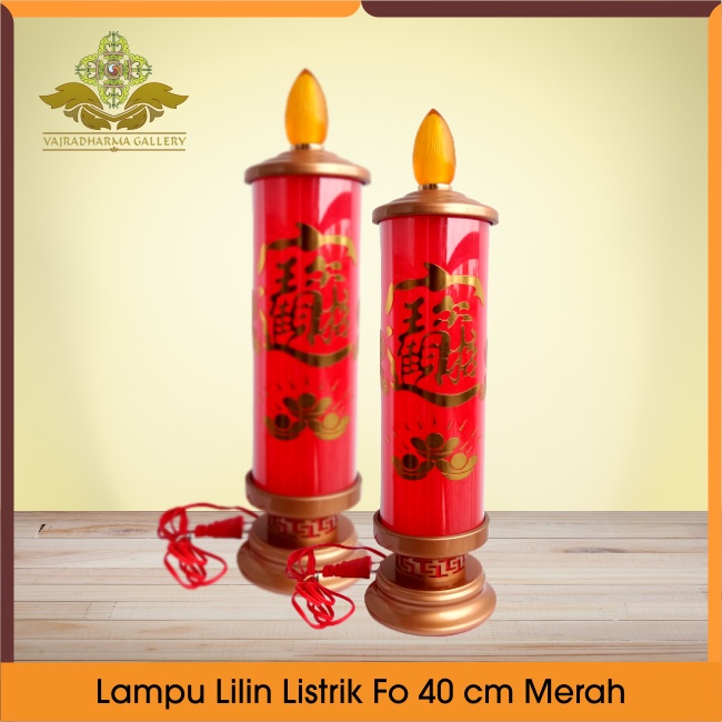Lampu Lilin Listrik Doa Puja Sembahyang Listrik Elektrik FO 40cm Merah