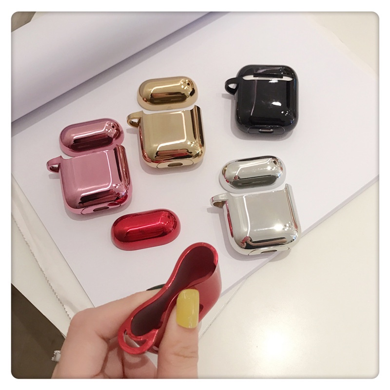 Case Earphone Wireless Bluetooth Bahan Metal Warna Polos Untuk Airpods Pro / 3 (1 / 2)