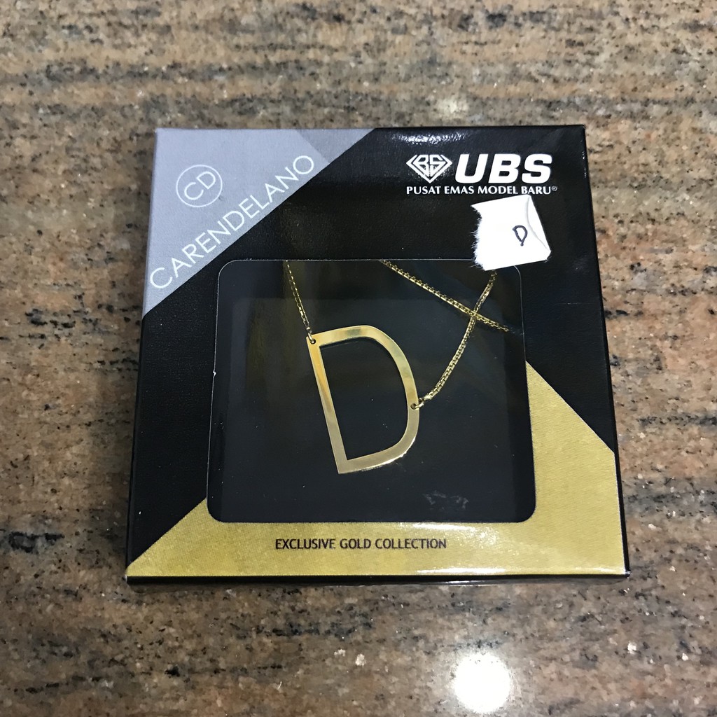 Kalung UBS Edisi Carendelano Gold Huruf D (Emas Asli Kadar 875)