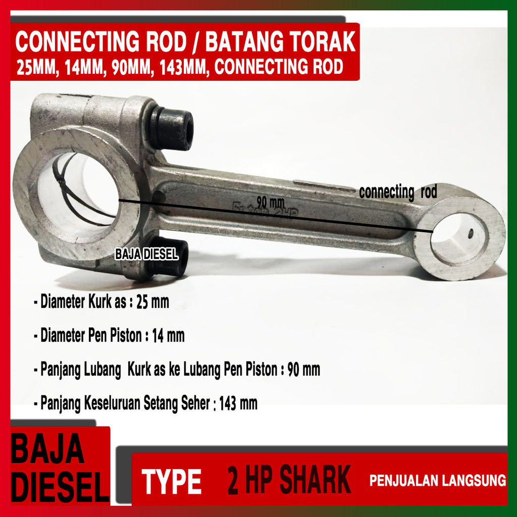 Bergaransi Connecting Rod / Stang Piston Mesin Compressor Angin Fetch 2 Hp 1 Set Dengan Ring Piston