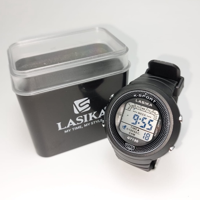 Jam Tangan Lasika Free Box Digital Sporty Type 7130 Layar Putih Anti Air