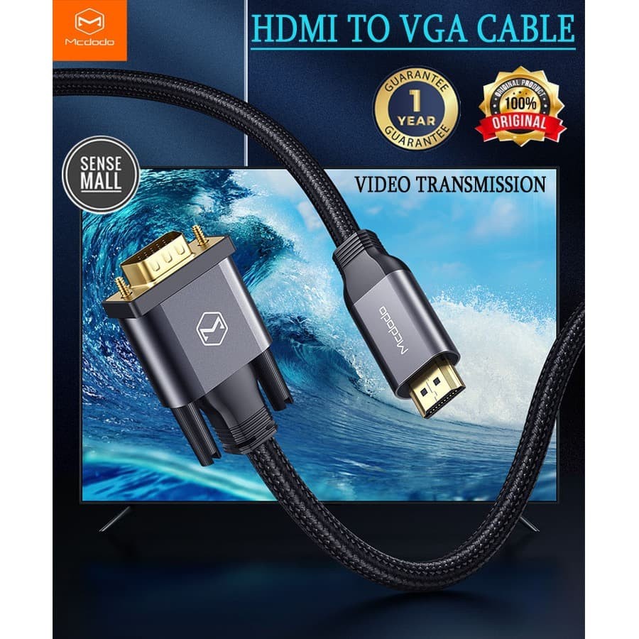 MCDODO 4K HD CABLE HDMI TO VGA 2M KABEL HDMI VGA 2 METER VGA TO HDMI