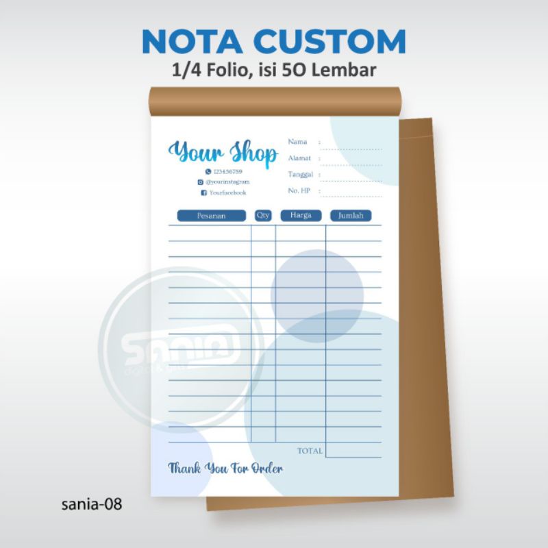 

NOTA CUSTOM ECERAN MURAH Sania 08