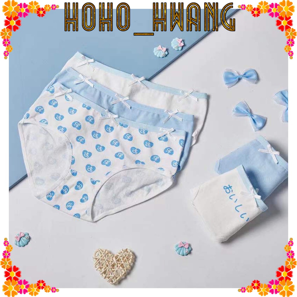HOHO_HWANG (C-99) Celana Dalam Brief Mid Waist Bahan Katun Anti Bakteri Warna Polos Untuk Wanita