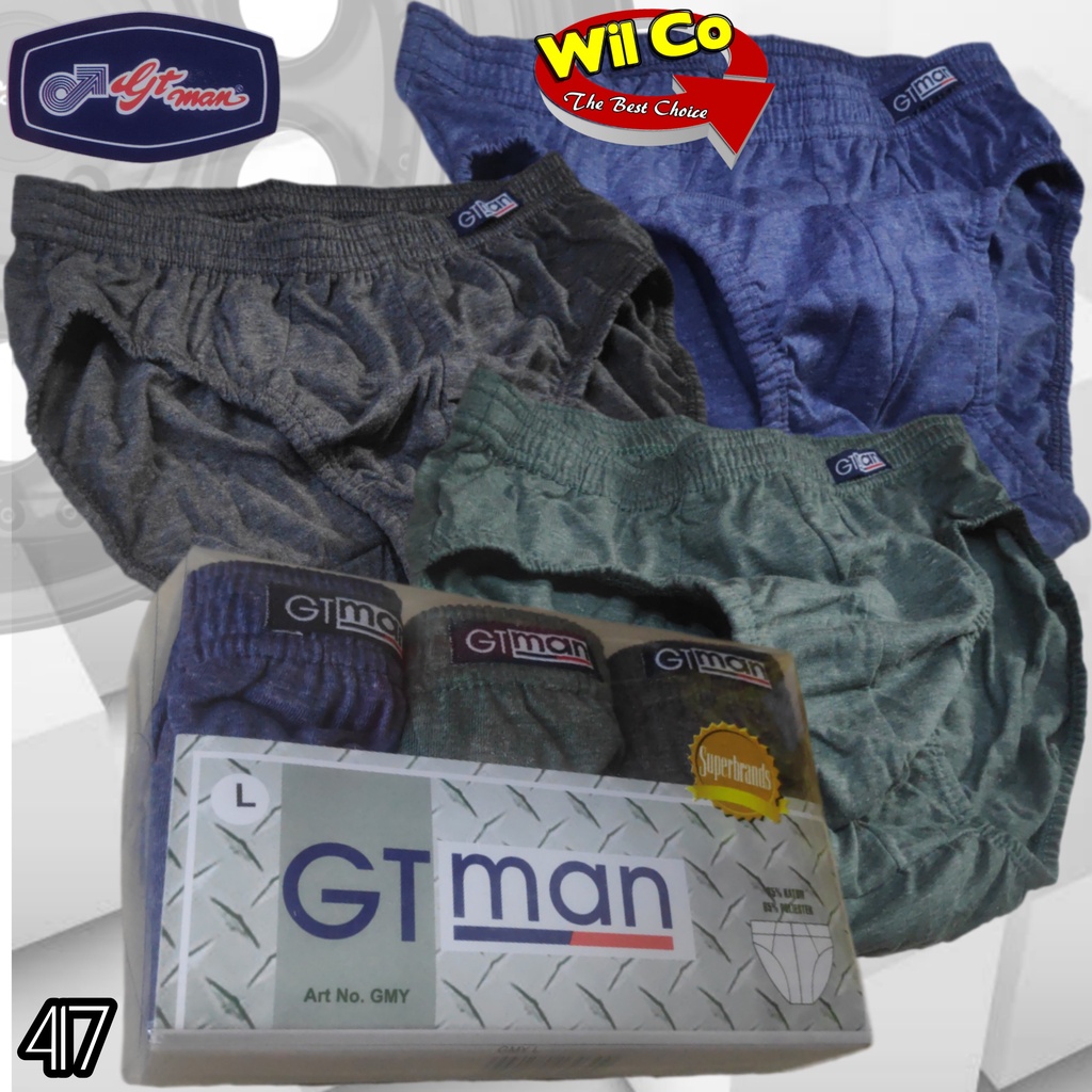 K417 - [Harga Per 1 Potong] CELANA DALAM PRIA BRIEFT [SEGITIGA] GT MAN GMX SIZE S - XL