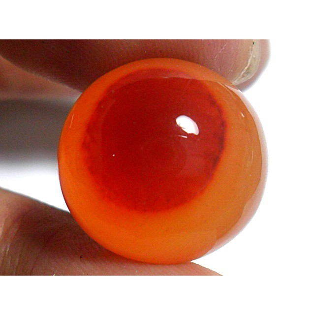 AG106 Round 17mm 21.25ct Orange Red 'Greek Evil Eye' Natural Untreated Picture Agate Lucky Charm