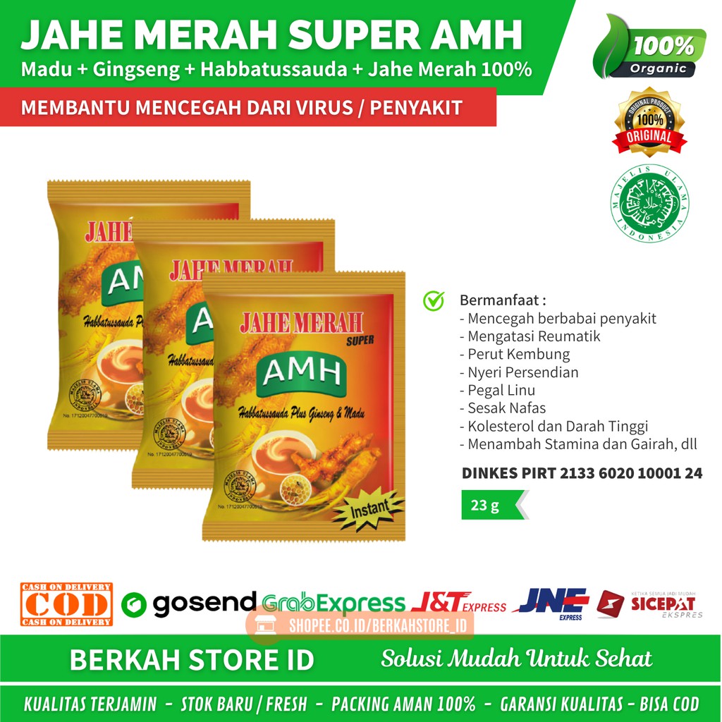 

PROMO / Jahe Merah Instant 23g Jahe Merah Amh Sachet - Bubuk Jahe Merah Amanah - Berkah Store ID