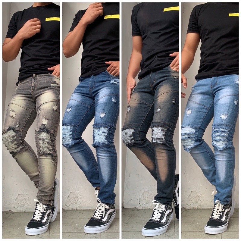 Celana sobek pria celana jeans panjang slimfit celana import stret mulut korean style termurah COD