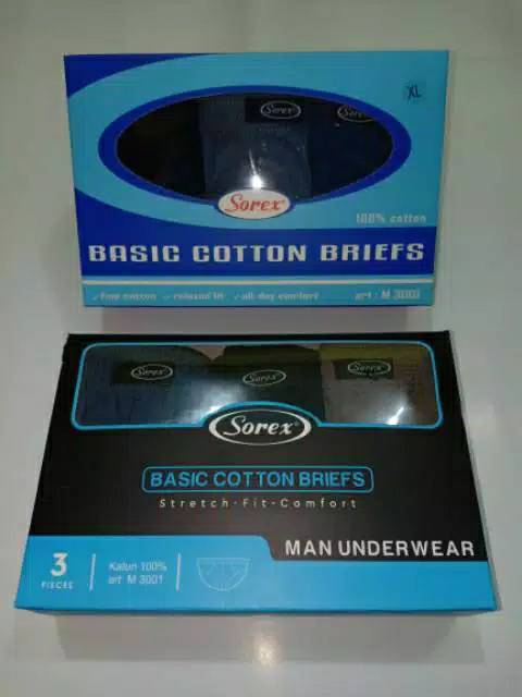 CD celana dalam pria Sorex segitiga Men's M 3001 (3 pcs)