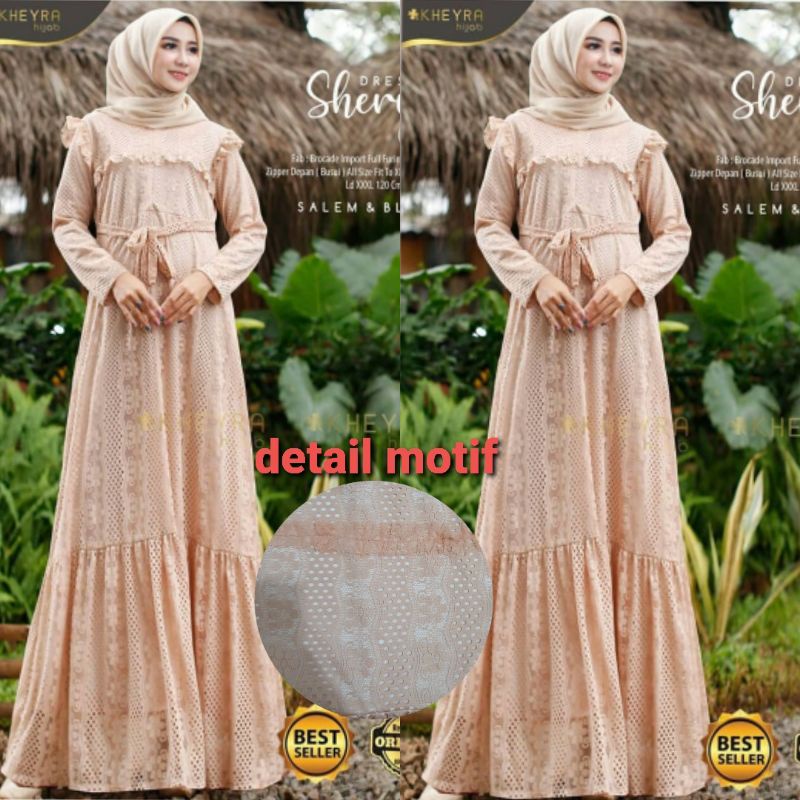 ELDE 12 - maxi madinah M L XL XXL bahan brukat arabian depan blkg motif sesuai foto dress kondangan DRESS SHABBY GAMIS BRUKAT ARABIAN