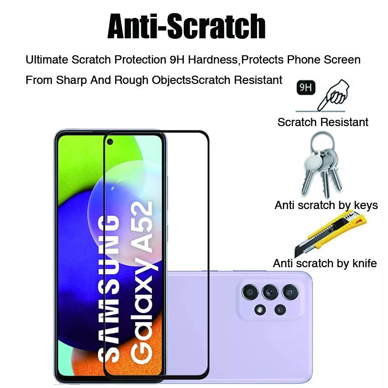 TEMPERED GLASS SAMSUNG A52 4G/5G FULL COVER SCREEN PROTECTOR LAYAR 9H TEMPERGLASS