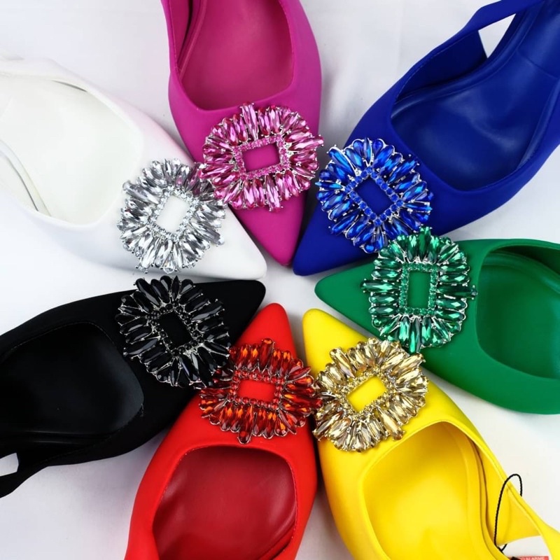 Sepatu Hak Tinggi Wanita ZR Slingback Platinum Satin High Heels Premium Import Hitam Black Pink Fuch