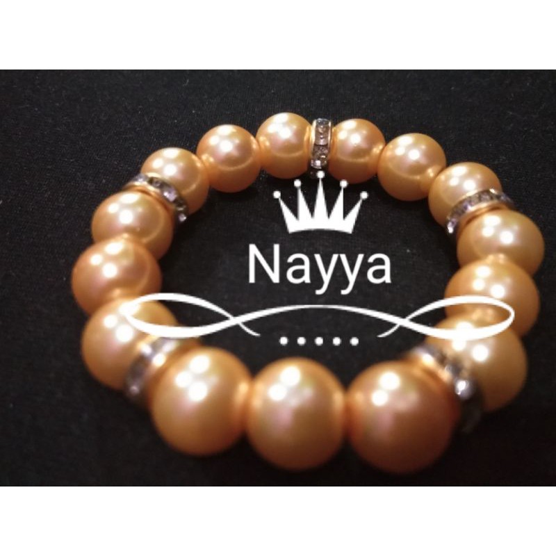 gelang imitasi anak perempuan mutiara sintetis berat rondel emas