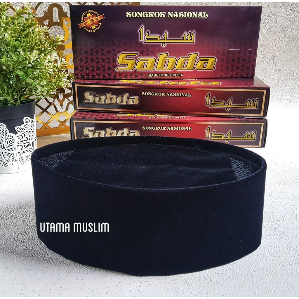 Peci Songkok Sabda Ac Hitam Polos Peci Songkok Nasional -Kopiah bludru hitam-Peci Songkok Anak Dewas