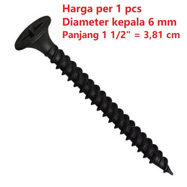 Drywall screw sekrup baut ulir lancip dry wall partisi gypsum plafon lisplang talang air bulat kotak