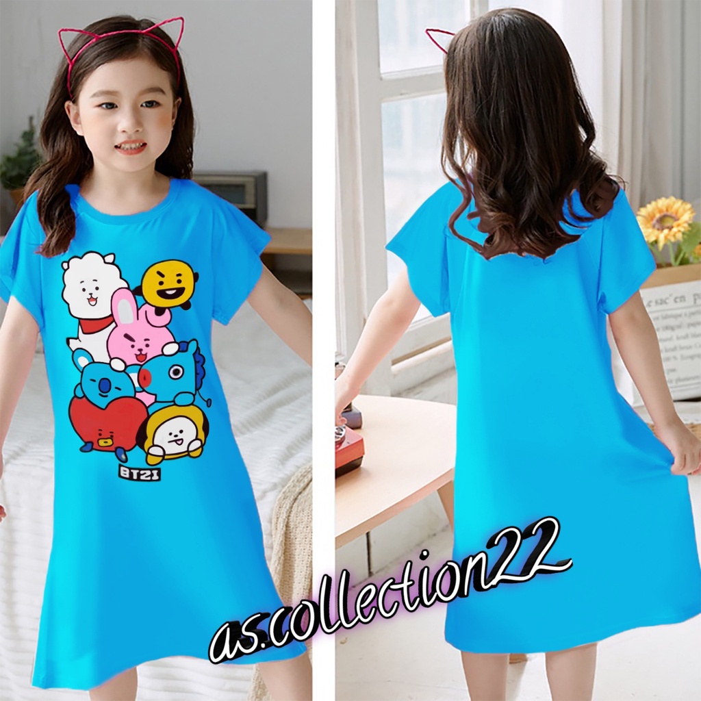 #DRESS BTZ 3//DASTER ANAK PEREMPUAN MOTIF BTZ CUTE//USIA 1-12 TAHUN